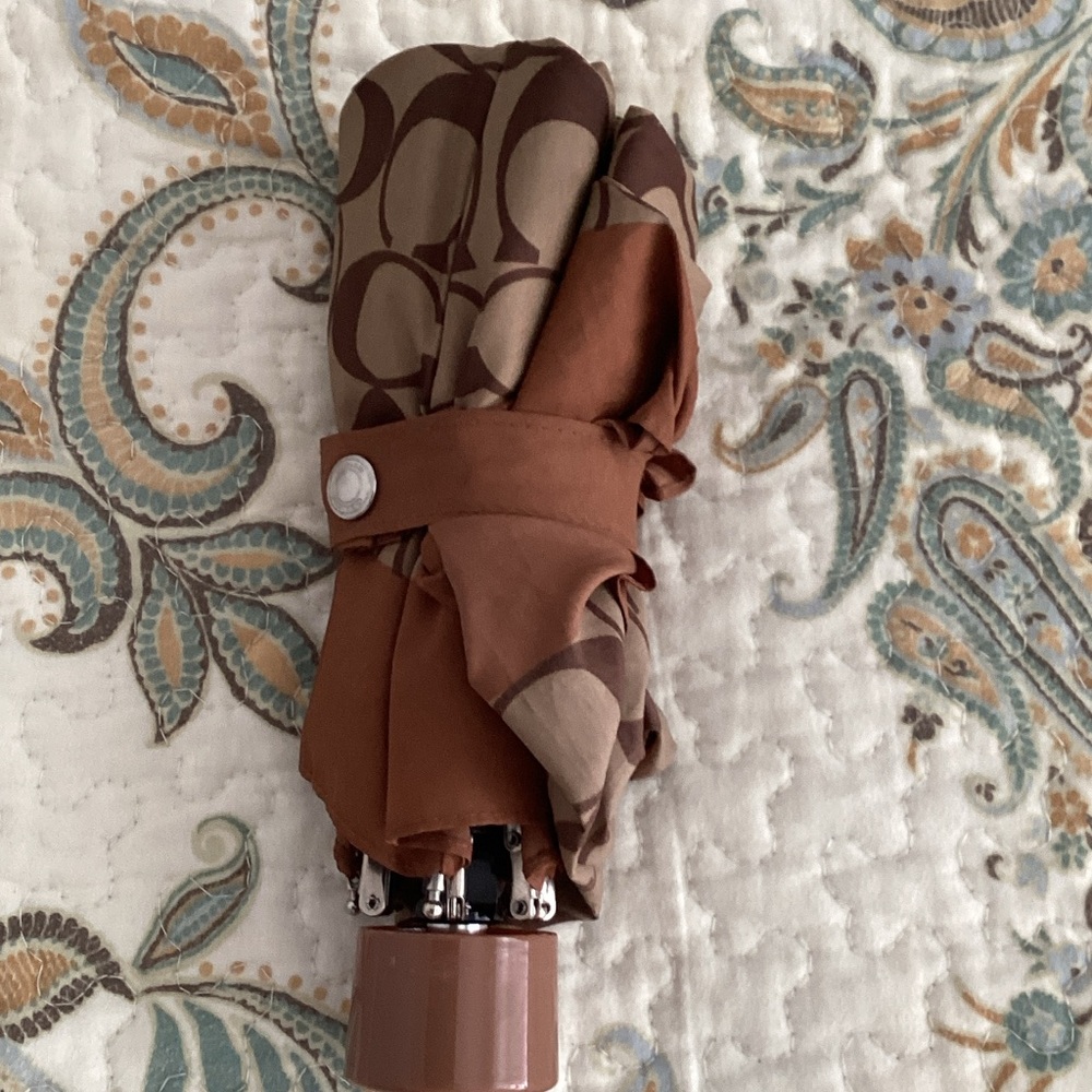 Coach Signature Brown and Tan Umbrella